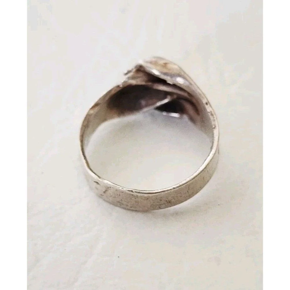 Vintage Sterling Silver 925 Abstract Modernist Ring 7.5